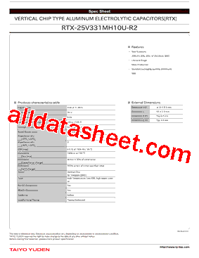 RTX-25V331MH10U-R2 Datasheet PDF - Taiyo Yuden (U.S.A.), Inc