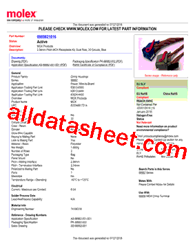 0989821016 Datasheet PDF - Molex Electronics Ltd.