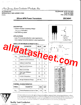2SC4941 Datasheet PDF - New Jersey Semi-Conductor Products, Inc.