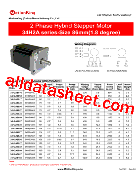 34H2A Datasheet PDF - MotionKing Motor Industry Co.,Ltd.