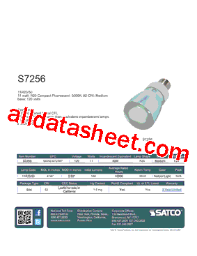 S7256 Datasheet PDF - Satco Products, Inc.