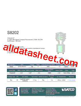 S8202 Datasheet PDF - Satco Products, Inc.