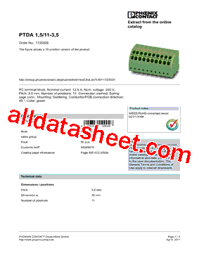 1725029 Datasheet PDF - PHOENIX CONTACT