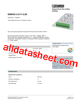 1730706 Datasheet PDF - PHOENIX CONTACT