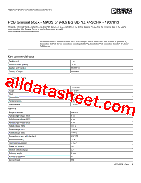 1937813 Datasheet PDF - PHOENIX CONTACT