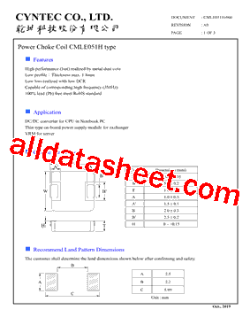 CMLE051H-R33MS Datasheet PDF - Cyntec Co., Ltd.