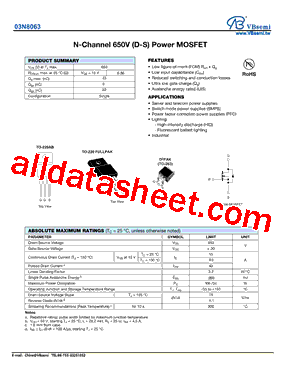 03N8063 Datasheet PDF - VBsemi Electronics Co.,Ltd