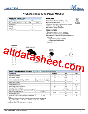 10N65L-TA3-T Datasheet PDF - VBsemi Electronics Co.,Ltd