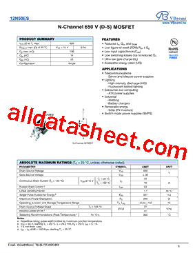 12N50ES Datasheet PDF - VBsemi Electronics Co.,Ltd