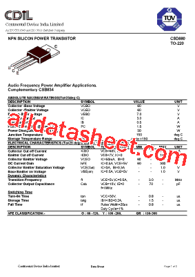 CSD880 Datasheet PDF - Continental Device India Limited