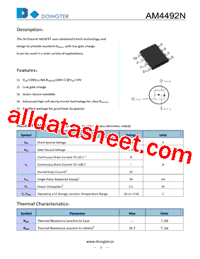 AM4492N Datasheet PDF - SHENZHEN DOINGTER SEMICONDUCTOR CO., LTD.