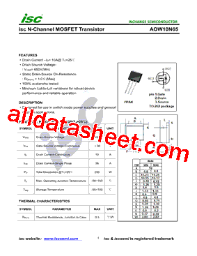 AOW10N65 Datasheet PDF - Inchange Semiconductor Company Limited