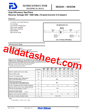 HER201 Datasheet PDF - First Silicon Co., Ltd