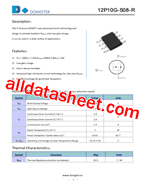 12P10G-S08-R Datasheet PDF - SHENZHEN DOINGTER SEMICONDUCTOR CO., LTD.