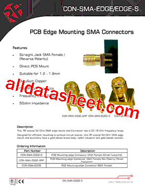CON-SMA-EDGE Datasheet PDF - rfsolutions.ltd