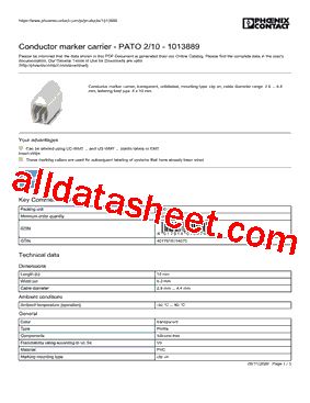 1013889 Datasheet PDF - PHOENIX CONTACT