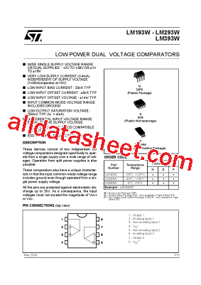 LM193W Datasheet PDF - STMicroelectronics
