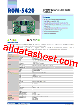 ROM-5420 Datasheet PDF - Advantech Co., Ltd.