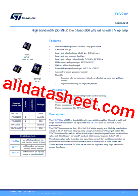 TSV782IYST Datasheet PDF - STMicroelectronics