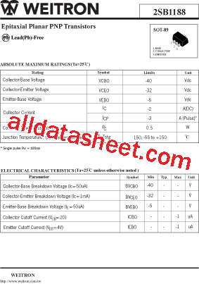 2SB1188 Datasheet PDF - Weitron Technology