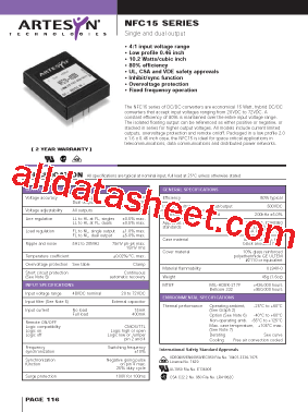 NFC15 Datasheet PDF - Artesyn Technologies