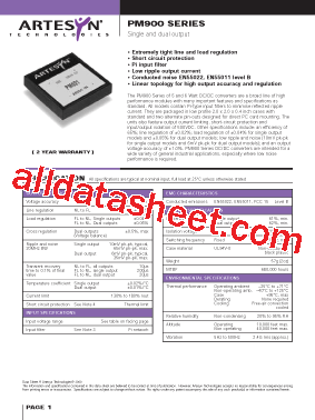 PM900 Datasheet PDF - Artesyn Technologies