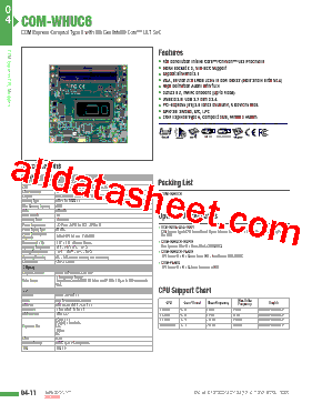 COM-WHUC6 Datasheet PDF - AAEON Technology