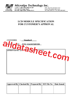 MTC-16101X Datasheet PDF - List of Unclassifed Manufacturers