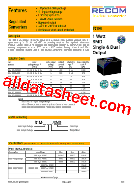 R1M-7512D/SMD Datasheet PDF - Recom International Power
