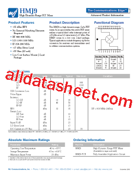 HMJ9 Datasheet PDF - WJ Communication. Inc.
