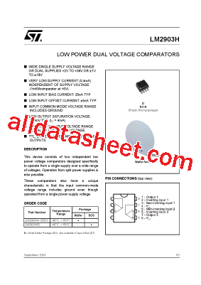LM2903H Datasheet PDF - STMicroelectronics