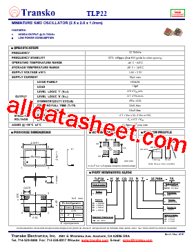 TIP22 Datasheet PDF - Transko Electronics, Inc.