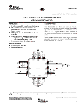 TPA3003D2PFBG4 Datasheet PDF - Texas Instruments