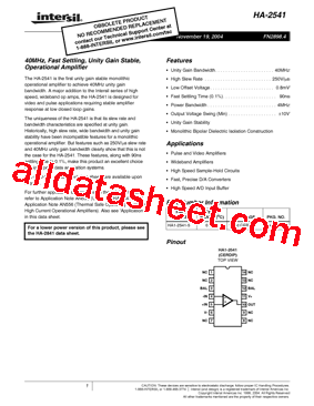 HA-2541 Datasheet PDF - Intersil Corporation