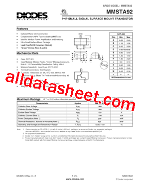 MMSTA92 Datasheet PDF - Diodes Incorporated
