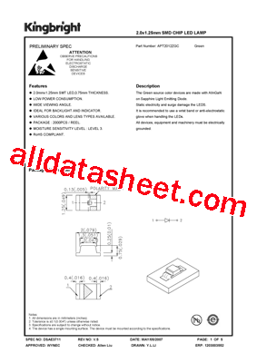 APT2012ZGC Datasheet PDF - Kingbright Corporation