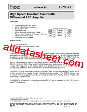 SP8027 Datasheet PDF - Sipex Corporation