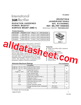 IRHN7054 Datasheet PDF - International Rectifier