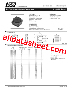 LS6D38-180-RN Datasheet PDF - ice Components, Ins.