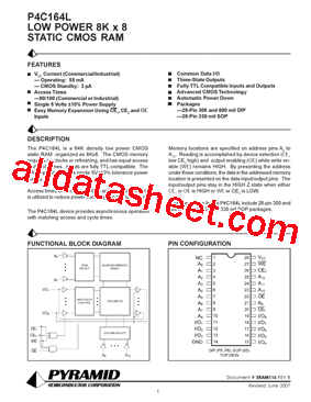 P4C164L-100P3CLF Datasheet PDF - Pyramid Semiconductor Corporation