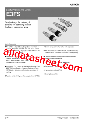 E3FS Datasheet PDF - Omron Electronics LLC
