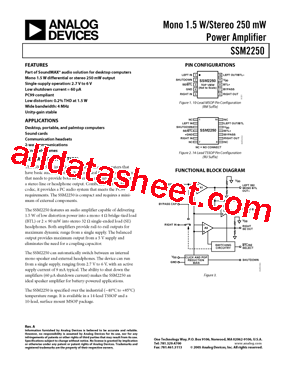SSM2250RUZ-REEL1 Datasheet PDF - Analog Devices