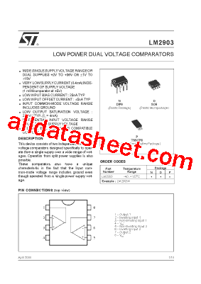 LM2903 Datasheet PDF - STMicroelectronics