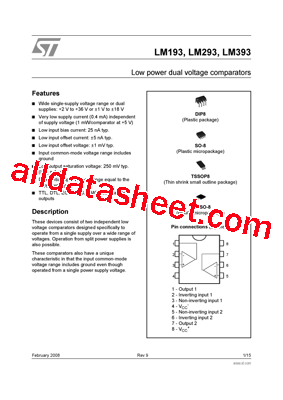 LM193 Datasheet PDF - STMicroelectronics