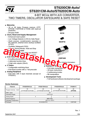 ST6201CM-AUTO Datasheet PDF - STMicroelectronics