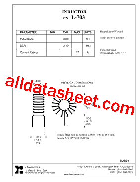L-703 Datasheet PDF - Rhombus Industries Inc.