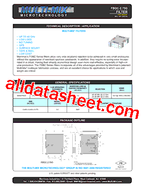 FBGC-2.75G Datasheet PDF - Merrimac Industries, Inc.