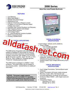 ACP2098L14 Datasheet PDF - High Voltage Power Solutions, Inc.