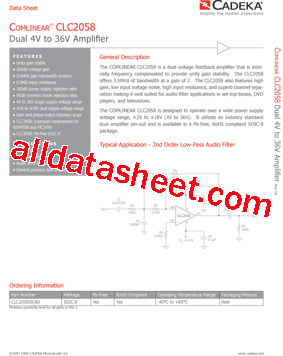 CLC2058 Datasheet PDF - Cadeka Microcircuits LLC.