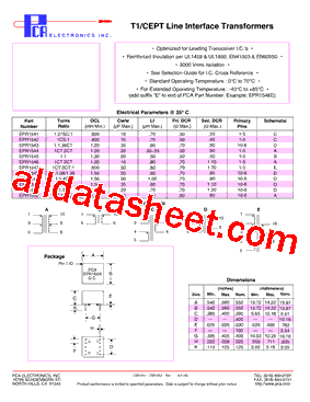 EPR1547 Datasheet PDF - PCA ELECTRONICS INC.